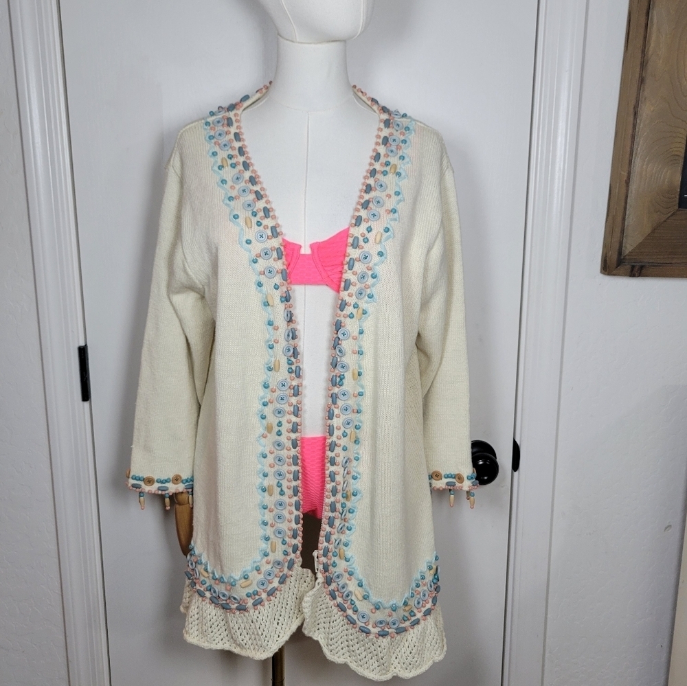 Storybook Knits Coastal Cardigan / Beach Swim Coverup Size Large